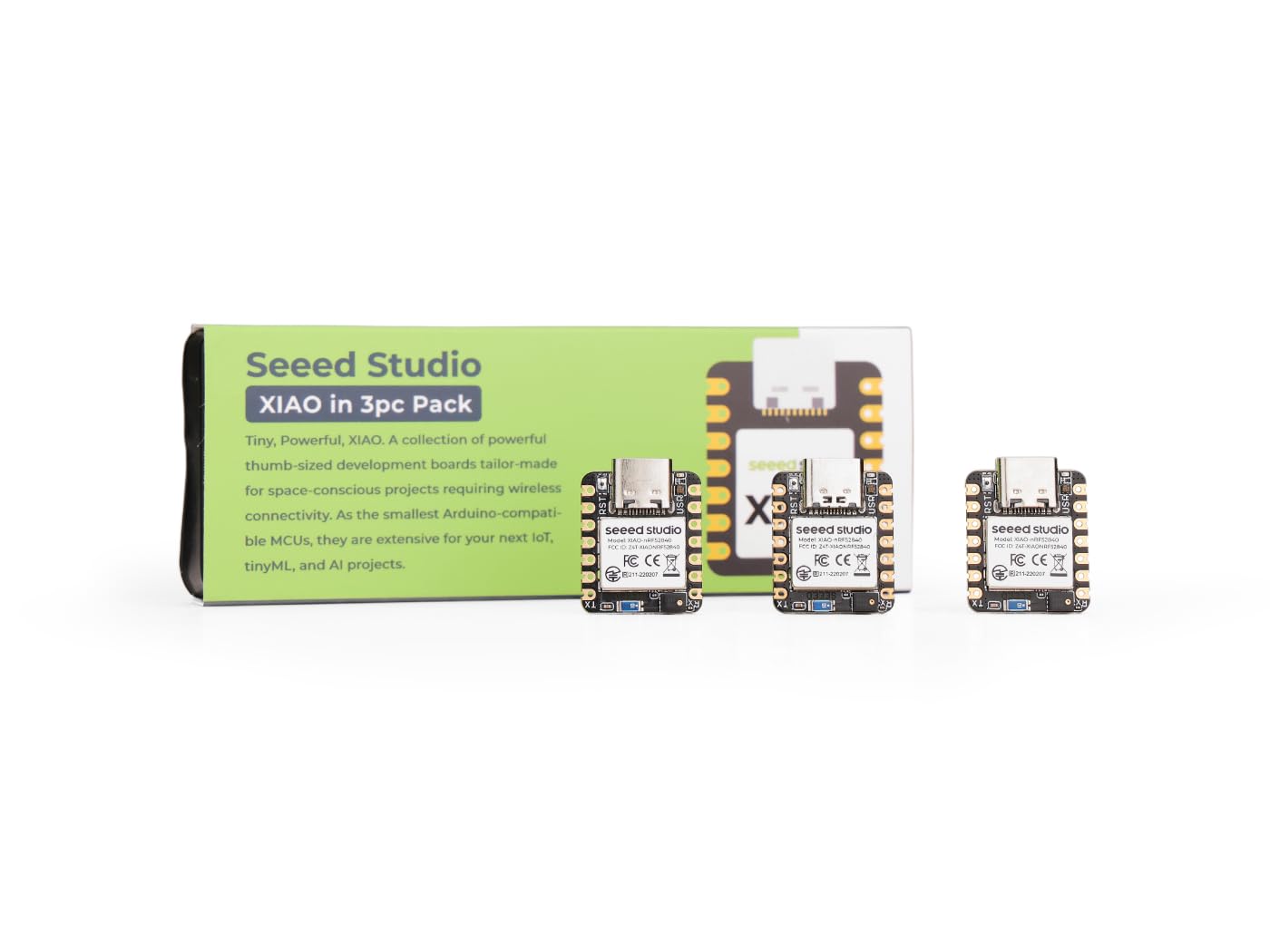 XIAO nRF52840 3PCS Pack - NFC, Onboard Bluetooth5.0 Antenna, Supporting Arduino, MicroPython, CircuitPython, tinyGo, Zephyr, Meshtastic, Amazon Sidewalk, QMK, ZMK