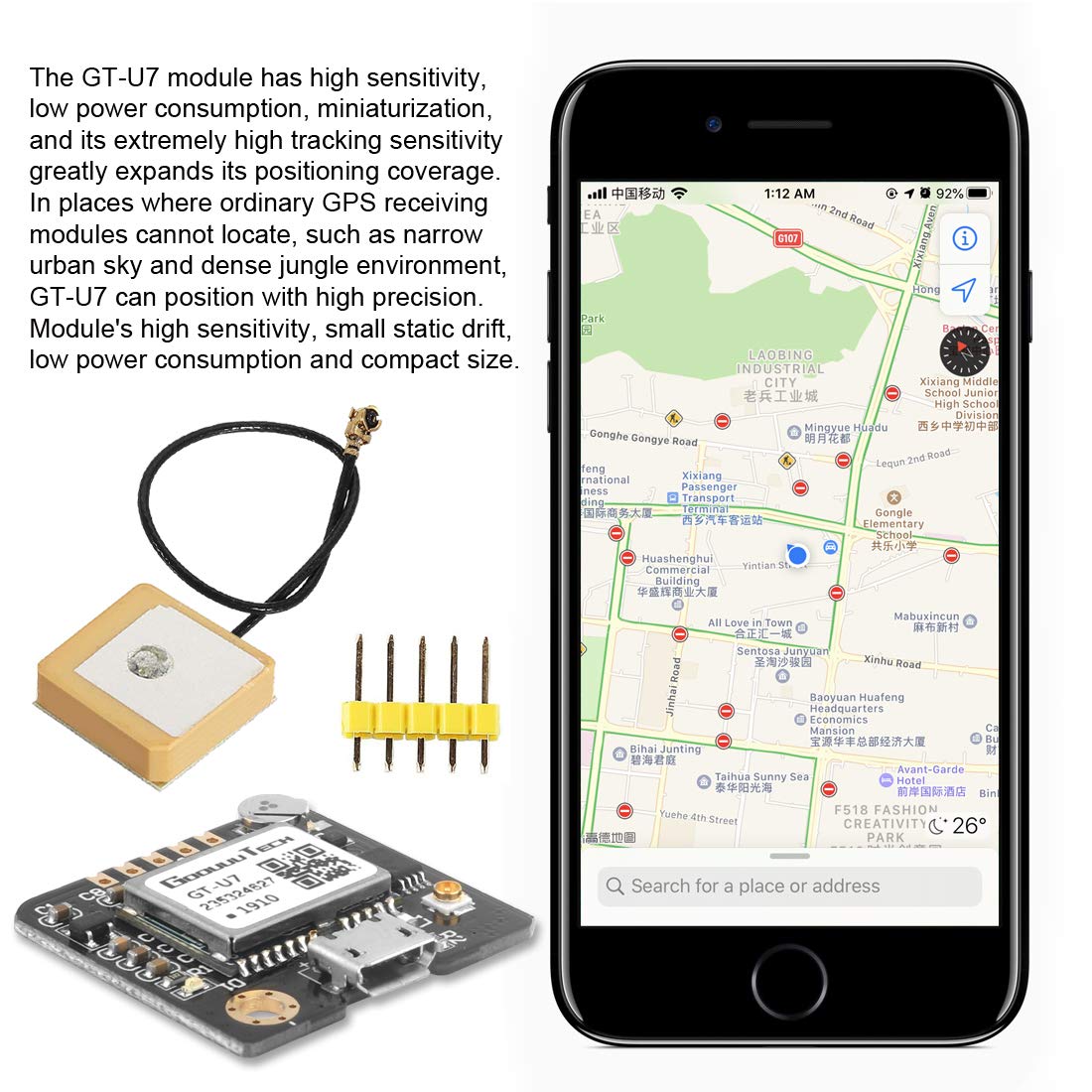 Doudou 2pcs GT-U7 GPS Module, High Sensitivity, Low Power Consumption, Compatible with NEO-6M, STM32, Suitable for Vehicles