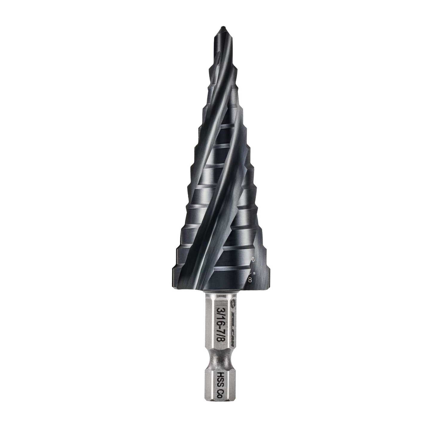 ZELCAN 10 Sizes Titanium Step Drill Bit, 1/4 to 1-3/8 Inches High Speed Steel Drill Cone Bits for Sheet Metal Hole Drilling Cutting, HSS Multi Size Hole Stepped Up Unibit for DIY Lovers Electrician