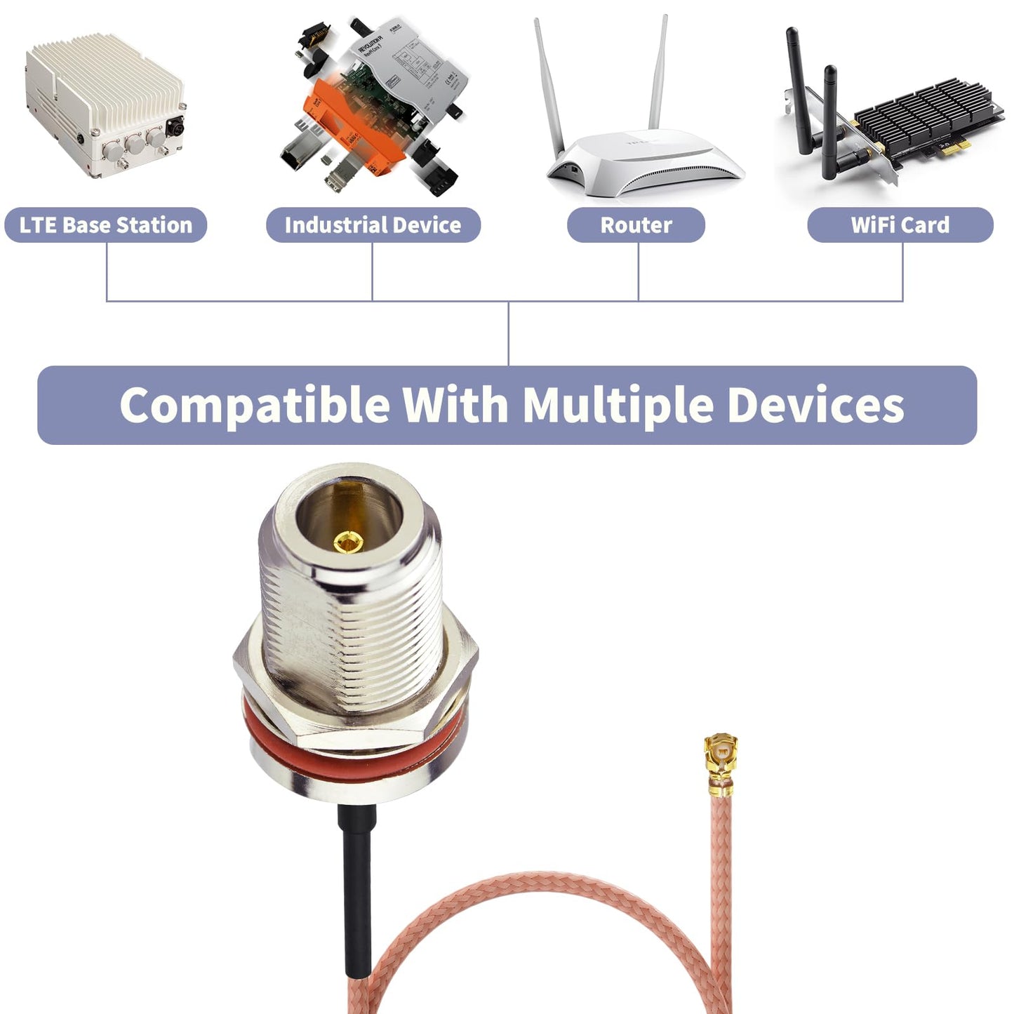 IPX/u.fl to N Type Female Pigtail Cable (6" RG178 for PCI WiFi Card Wireless Router Gateway External Antenna etc.