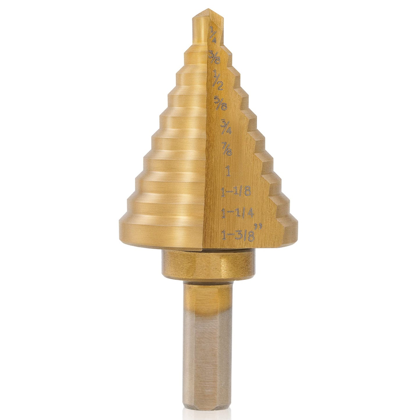 ZELCAN 10 Sizes Titanium Step Drill Bit, 1/4 to 1-3/8 Inches High Speed Steel Drill Cone Bits for Sheet Metal Hole Drilling Cutting, HSS Multi Size Hole Stepped Up Unibit for DIY Lovers Electrician