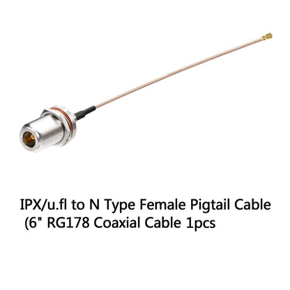 IPX/u.fl to N Type Female Pigtail Cable (6" RG178 for PCI WiFi Card Wireless Router Gateway External Antenna etc.
