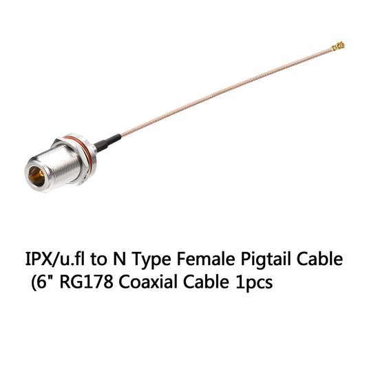 IPX/u.fl to N Type Female Pigtail Cable (6" RG178 for PCI WiFi Card Wireless Router Gateway External Antenna etc.