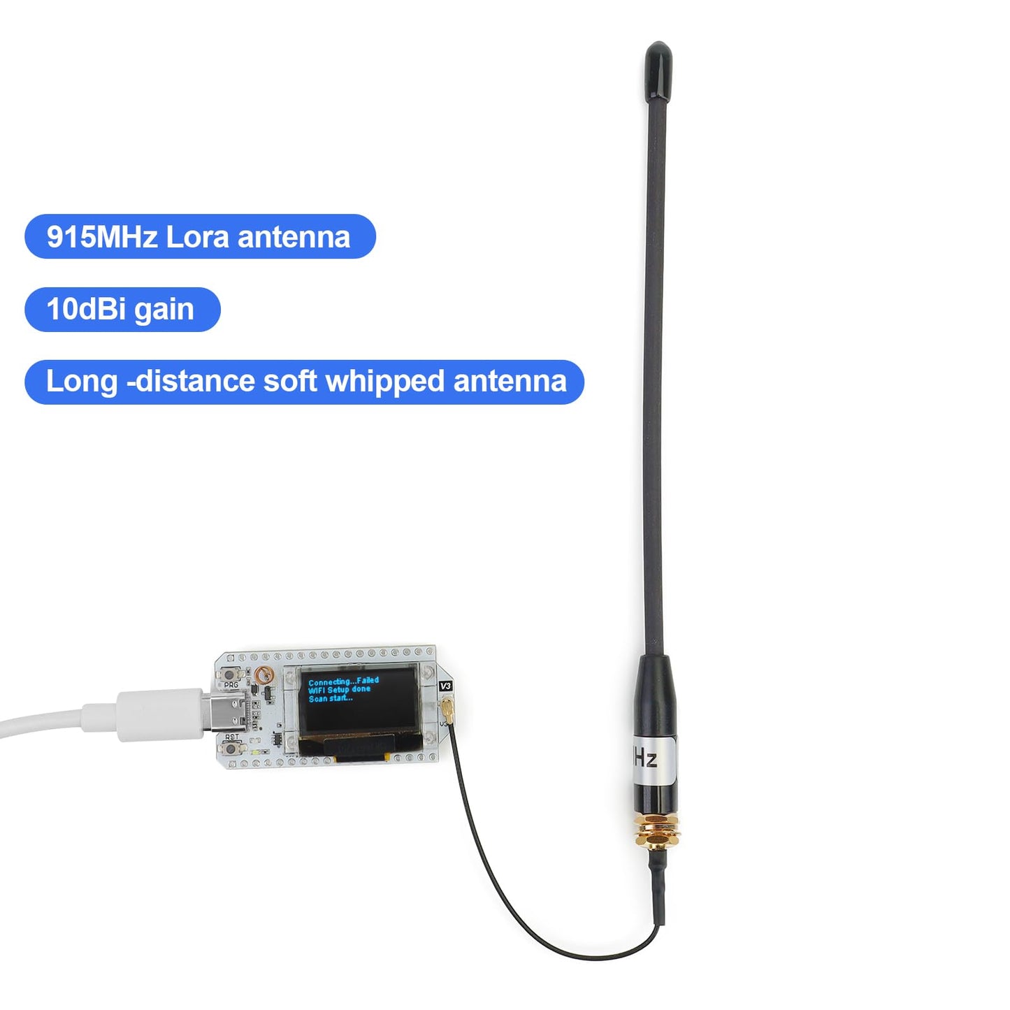 915MHz Antenna 10dBi Gain for Meshtastic LoRa Long Range Soft Whip Antenna, 17cm Omni SMA Male Black (2 Pack)