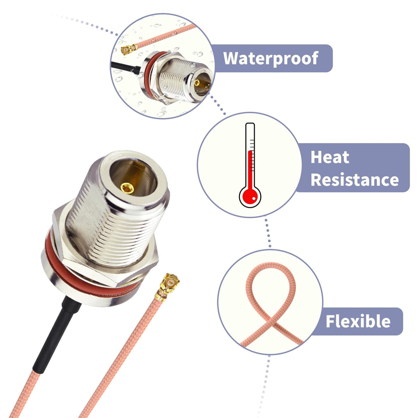 IPX/u.fl to N Type Female Pigtail Cable (6" RG178 for PCI WiFi Card Wireless Router Gateway External Antenna etc.