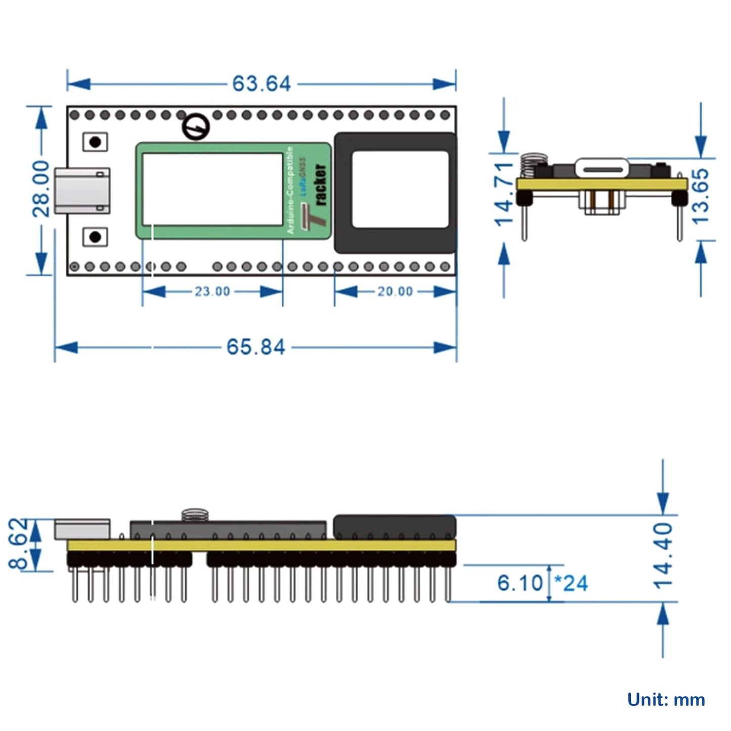 Wireless Tracker Development Kit LoRa 915MHz SX1262 ESP32-S3 WiFi+BT UC6580 GPS GNSS Receiver for Arduino Meshtastic IoT LoRaWAN
