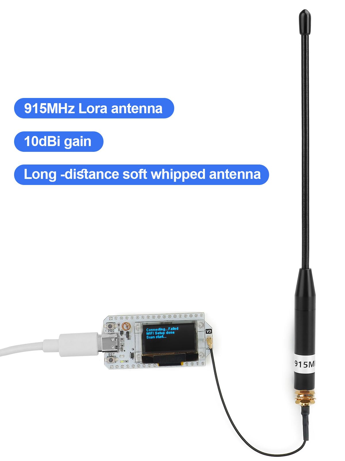 915MHz Antenna 10dBi Gain for Meshtastic LoRa Long Range Soft Whip Antenna, 17cm Omni SMA Male Black (2 Pack)