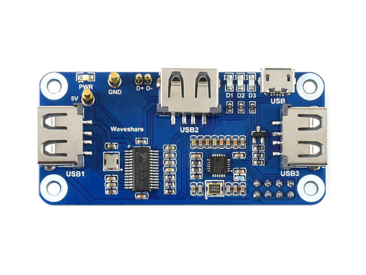 Waveshare PoE Ethernet/USB HUB HAT, Compatible with Raspberry Pi Zero/Zero W/4B/3B/3B+, 3X USB 2.0 Ports, 802.3af-Compliant