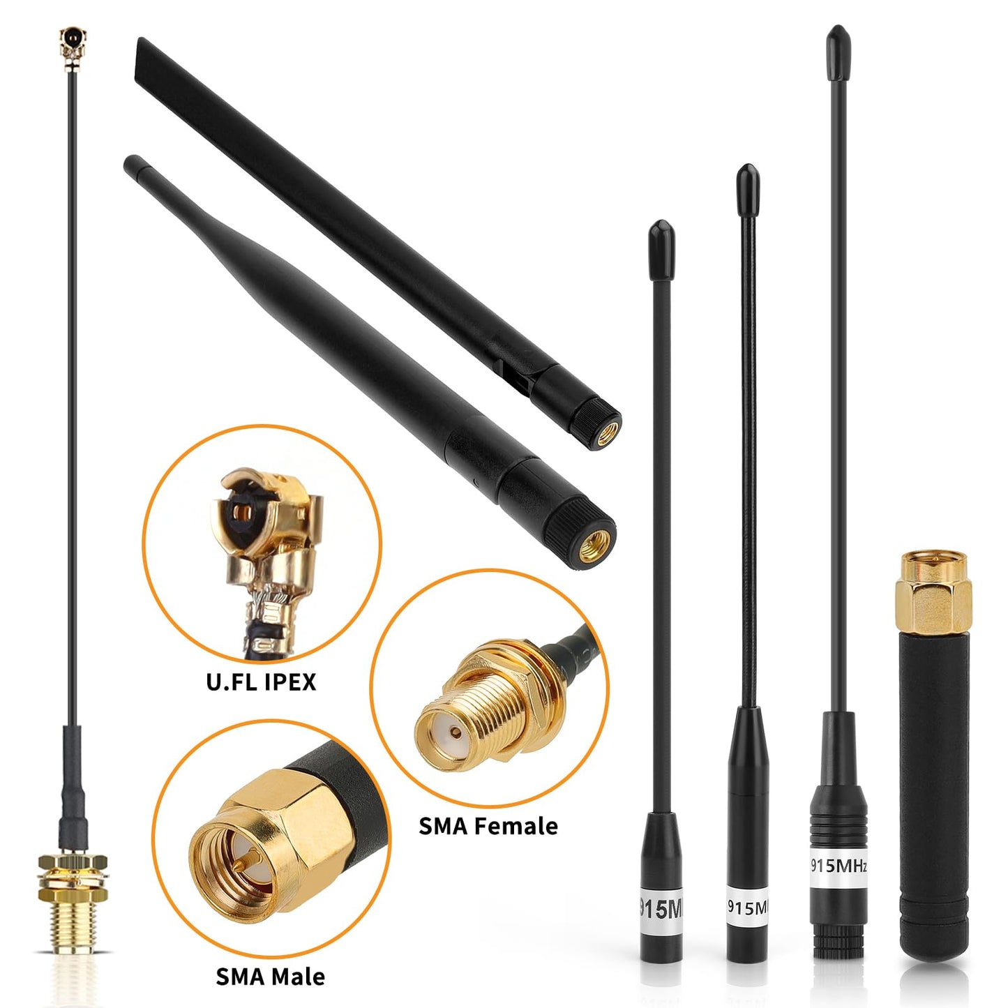 915MHz Antenna 10dBi Gain for Meshtastic LoRa Long Range Soft Whip Antenna, 17cm Omni SMA Male Black (2 Pack)