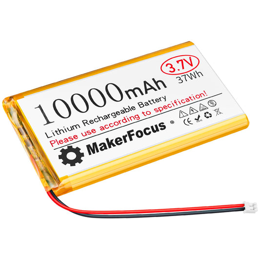 MakerFocus 1pcs 3.7V 10000mAh Lithium Polymer Rechargeable Battery with Integrated Protective Board, Insulation Coating and PH2.0 Plug for Raspberry Pi Battery Pack UPS and Other