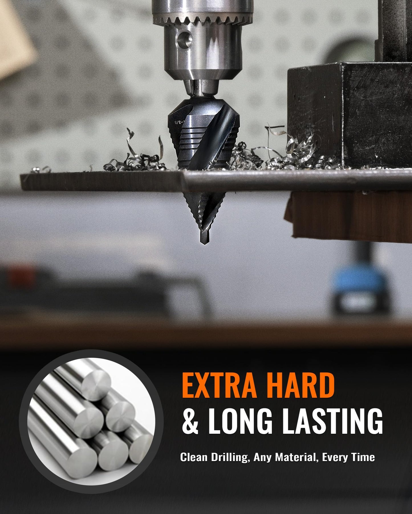 ZELCAN 10 Sizes Titanium Step Drill Bit, 1/4 to 1-3/8 Inches High Speed Steel Drill Cone Bits for Sheet Metal Hole Drilling Cutting, HSS Multi Size Hole Stepped Up Unibit for DIY Lovers Electrician